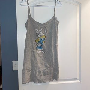 Oysho Smurfette small medium cotton gray pj short slip dtess lounge